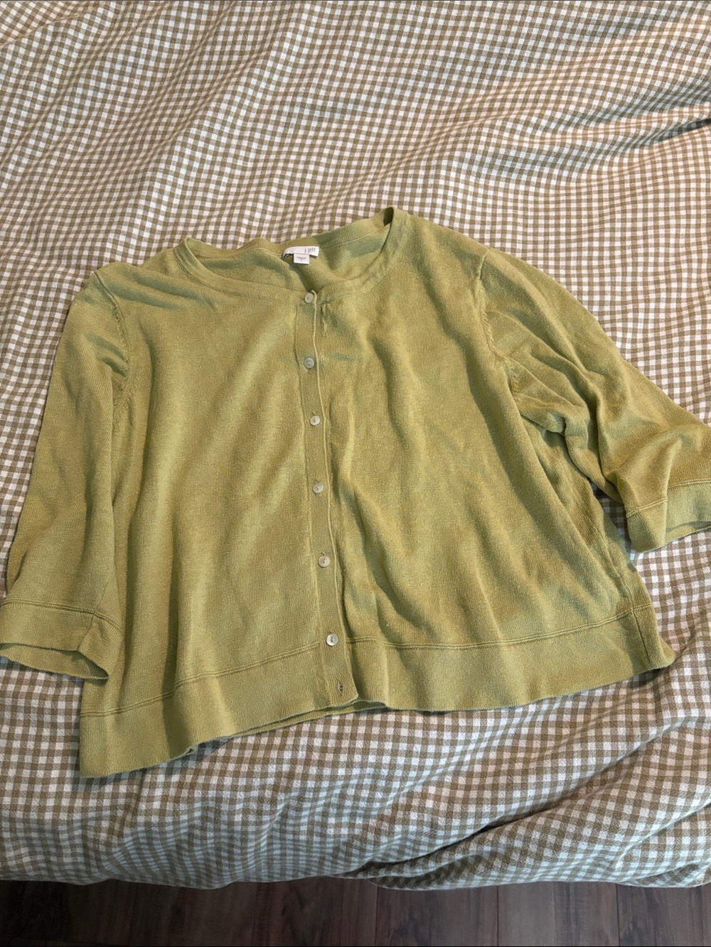 J. Jill Light Pastel Green Button-Front Cardigan